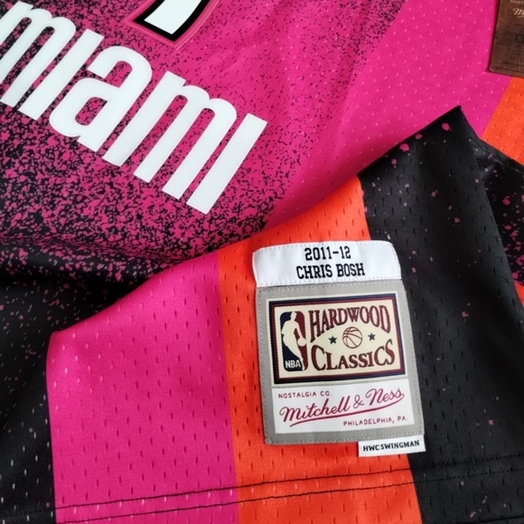 Large or XL Mitchell & Ness NBA Miami Heat Chris Bosh 2011-12 Swingman Jersey - Picture 4 of 7